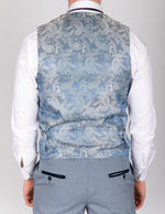 Bromley - Sky Blue Single Breasted Check Waistcoat