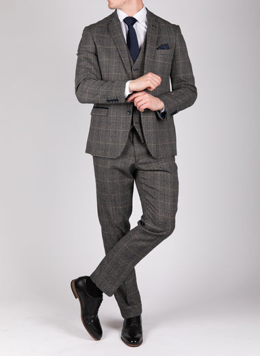 Scott - Grey Tweed Check Blazer