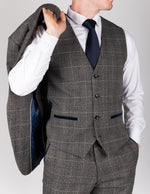 Scott - Grey Tweed Check Waistcoat