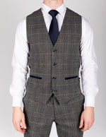 Scott - Grey Tweed Check Waistcoat