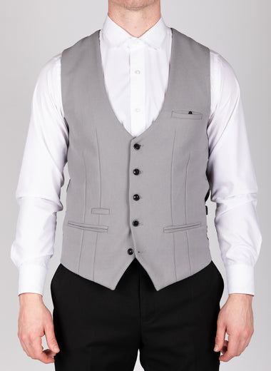 Kelvin - Silver Single Breasted Waistcoat