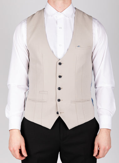 Kelvin - Stone Single Breasted Waistcoat