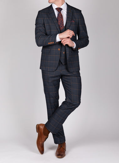 Jenson - Marine Navy Check Blazer