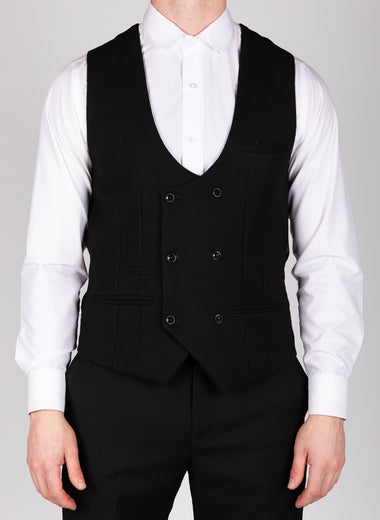 Kelvin - Black Double Breasted Waistcoat