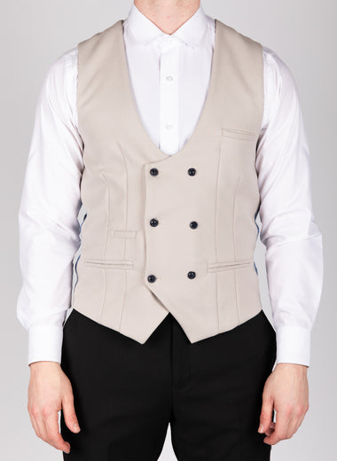 Kelvin - Stone Double Breasted Waistcoat