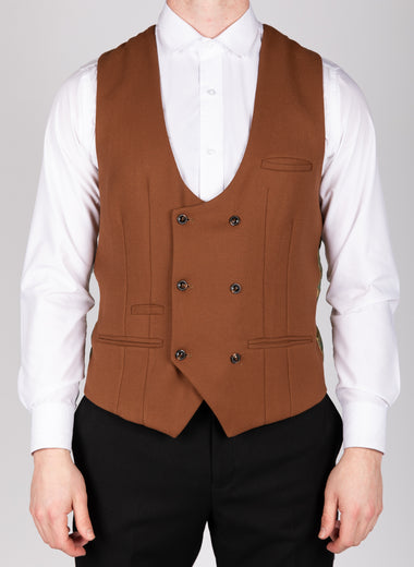 Kelvin - Tan Double Breasted Waistcoat