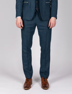 Dion - Blue Tweed Check Trousers