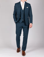 Dion - Blue Tweed Check Trousers