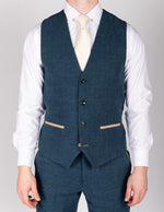 Dion - Blue Tweed Check Waistcoat