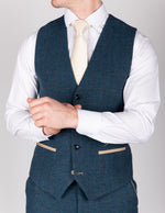 Dion - Blue Tweed Check Waistcoat