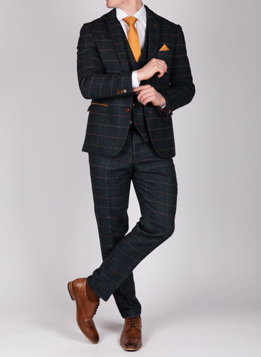 Eton - Navy Blue Tweed Check Blazer