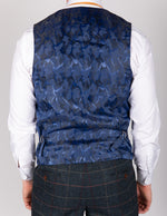 Eton - Single Breasted Navy Blue Tweed Check Waistcoat