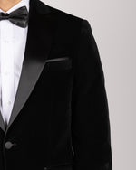 Black Milano Couture Velvet Peak-Lapel Blazer