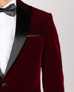 Wine Milano Couture Velvet Peak-Lapel Blazer