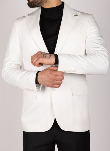 White Milano Couture Peak-Lapel Blazer