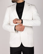 White Milano Couture Peak-Lapel Blazer