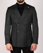 Black Milano Couture Pinstripe Double Breasted Blazer