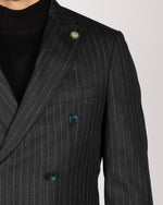 Black Milano Couture Pinstripe Double Breasted Blazer