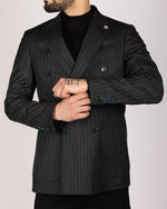 Black Milano Couture Pinstripe Double Breasted Blazer