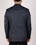 Navy Milano Couture Pinstripe Double Breasted Blazer