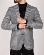 Grey Milano Couture Pinstripe Wool Blazer