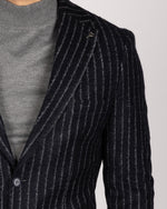 Navy Milano Couture Pinstripe Wool Blazer