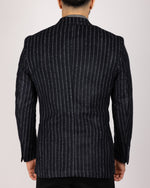 Navy Milano Couture Pinstripe Wool Blazer