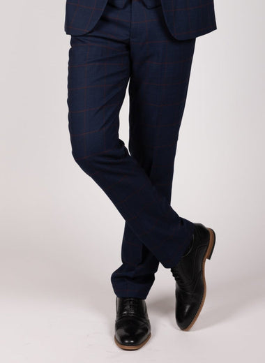 Edinson - Navy Wine Check Trousers