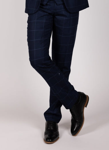 Edinson - Navy Sky Check Trousers