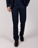 Edinson - Navy Sky Check Trousers