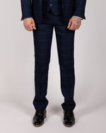 Edinson - Navy Sky Check Trousers