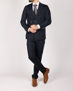 Navy Milano Couture Single-Breasted Buckle Suit