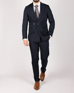 Navy Milano Couture Single-Breasted Buckle Suit