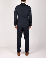 Navy Milano Couture Single-Breasted Buckle Suit