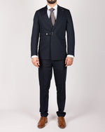 Navy Milano Couture Single-Breasted Buckle Suit