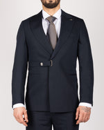 Navy Milano Couture Single-Breasted Buckle Suit