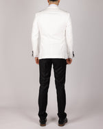 White Milano Couture Double Breasted Peak-Lapel Tuxedo Suit