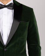 Green Milano Couture Velvet Peak-Lapel Blazer