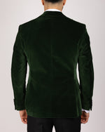 Green Milano Couture Velvet Peak-Lapel Blazer