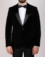 Black Milano Couture Velvet Peak-Lapel Blazer