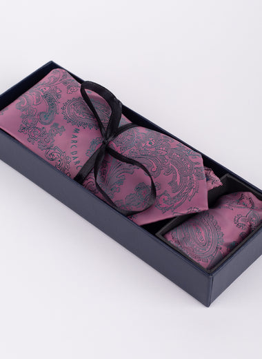 Marc Darcy Paisley - Pink Tie & Pocket Square Set