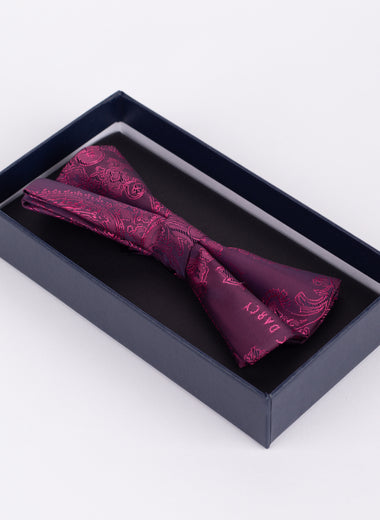 Marc Darcy Paisley - Berry Bow Tie & Pocket Square Set