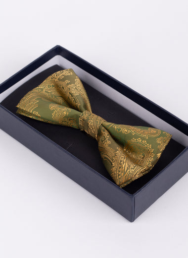 Marc Darcy Paisley - Tan Bow Tie & Pocket Square Set