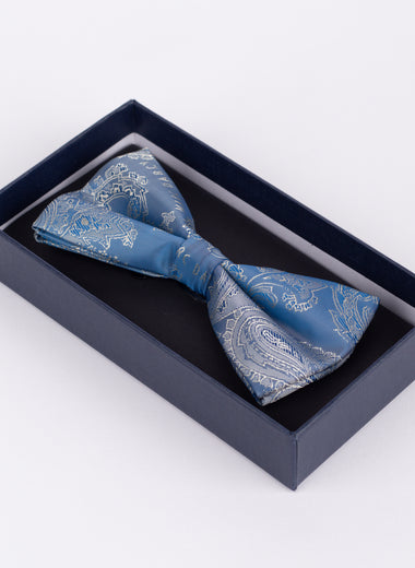 Marc Darcy Paisley - Sky Blue Bow Tie & Pocket Square Set