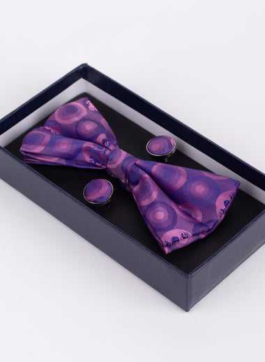 Marc Darcy Bubbles - Purple Bow Tie & Pocket Square Set