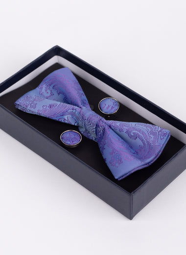 Marc Darcy Paisley - Lilac Bow Tie & Pocket Square Set