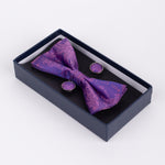 Marc Darcy Paisley - Purple Bow Tie & Pocket Square Set