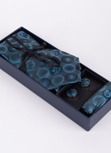 Marc Darcy Bubbles - Sky Teal Tie & Pocket Square Set