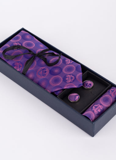 Marc Darcy Bubbles - Purple Tie & Pocket Square Set