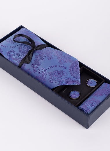 Marc Darcy Paisley - Lilac Tie & Pocket Square Set